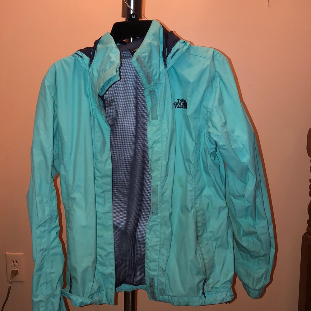 Blue NorthFace rain coat
